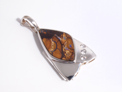 Fine silver jewelry pendant set with a colorful Australian boulder opal